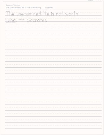 Quotes on Thinking handwriting workbook preview